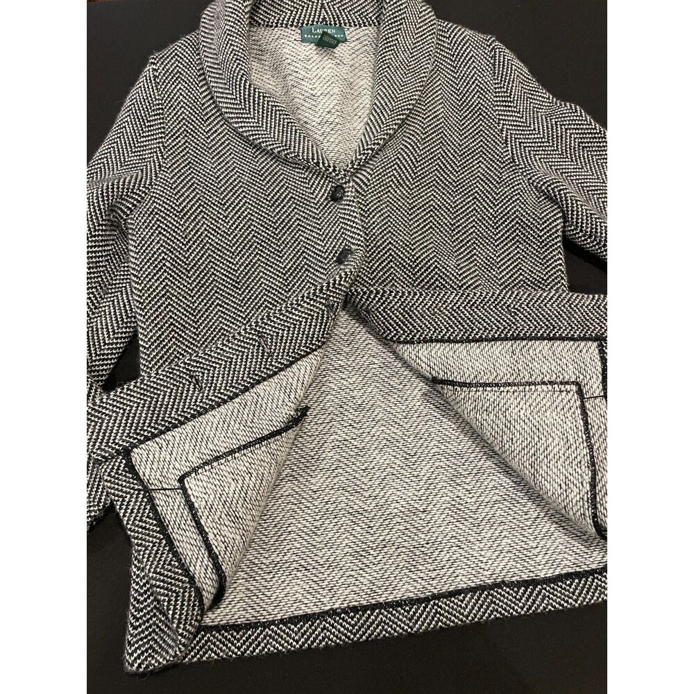 ~ Preppy Collegiate Sm Lauren Ralph Lauren Blazer Jacket Wool Tweed Chevron - Picture 14 of 16